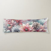 Monogram naam Christmas floral pastel waterverf Lichaamskussen (Achterkant)