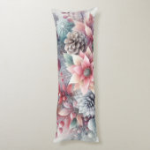 Monogram naam Christmas floral pastel waterverf Lichaamskussen (Achterkant (Verticaal))