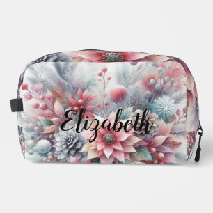 Monogram naam Christmas floral pastel waterverf Toilettasje