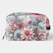 Monogram naam Christmas floral pastel waterverf Toilettasje (Achterkant)