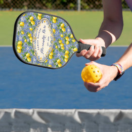 Monogram Naam Citroen Blauwe Franse Landelijke Teg Pickleball Paddle