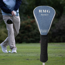Monogram naam, Classic Blue Jean Denim Print, Golfheadcover