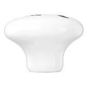 Monogram & Naam, Classic Wit met Grijze Tekst Keramische Knop (Zijkant)