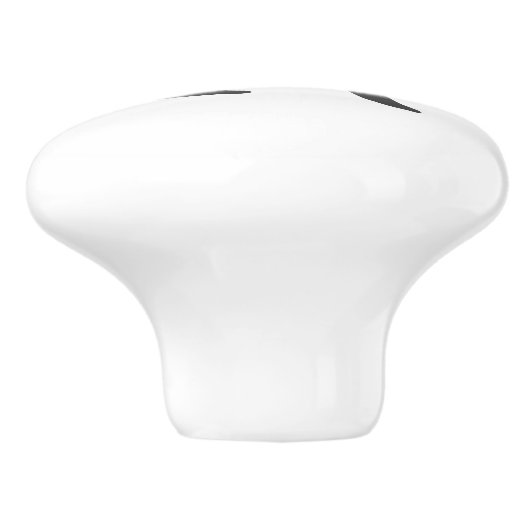 Monogram & Naam, Classic Wit met Grijze Tekst Keramische Knop (Zijkant)