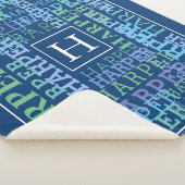 Monogram Naam Cloud Blue Sherpa Deken (3/4)