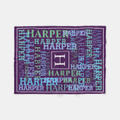 Monogram naam Cloud Paars Fleece Deken (Voorkant (Horizontaal))