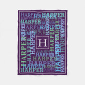 Monogram naam Cloud Paars Fleece Deken (Voorkant)