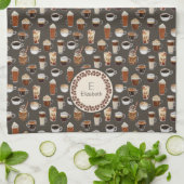 Monogram Naam Coffee Lover Café Theedoek (Gevouwen)