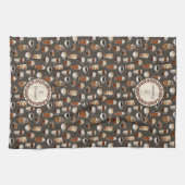 Monogram Naam Coffee Lover Café Theedoek (Horizontaal)