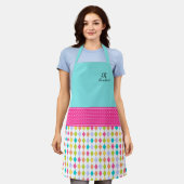 Monogram naam Colorful Diamond Pattern Schort (Gedragen)