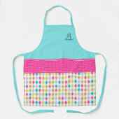 Monogram naam Colorful Diamond Pattern Schort (Voorkant)