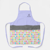 Monogram naam Colorful Diamond Pattern Schort (Voorkant)