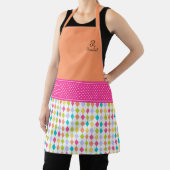 Monogram naam Colorful Diamond Pattern Schort (Insitu)