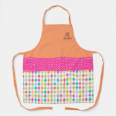 Monogram naam Colorful Diamond Pattern Schort (Voorkant)