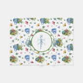 Monogram & Naam, Coneflowers Theepots Hearts Fleece Deken (Voorkant (Horizontaal))