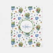 Monogram & Naam, Coneflowers Theepots Hearts Fleece Deken (Voorkant)