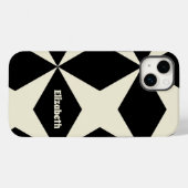 Monogram Naam Cool Retro Geometric Pattern Black Case-Mate iPhone Case (Achterkant (horizontaal))