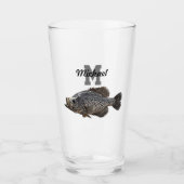 Monogram Naam Crappie Vist Mannen naar buiten Glas (Voorkant)
