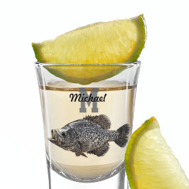 Monogram Naam Crappie Vist Mannen naar buiten Shot Glas