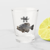 Monogram Naam Crappie Vist Mannen naar buiten Shot Glas (Voorkant)