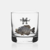 Monogram Naam Crappie Vist Mannen naar buiten Whisky Glas (Voorkant)