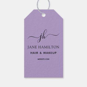 Monogram Naam Custom Logo Paars Cadeaulabel