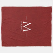Monogram Naam Custom Rood Bruin Leer Kijk Groot Fleece Deken (Voorkant (Horizontaal))