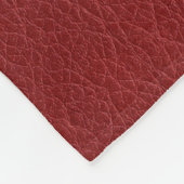 Monogram Naam Custom Rood Bruin Leer Kijk Groot Fleece Deken (Hoek)