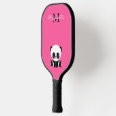 Monogram Naam Cute Panda Eenvoudig Roze Pickleball Paddle (Links)