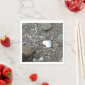 Monogram Naam Datum Beach Wedding Silver Heart Pap Servet (Insitu)