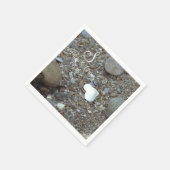 Monogram Naam Datum Beach Wedding Silver Heart Pap Servet (Hoek)