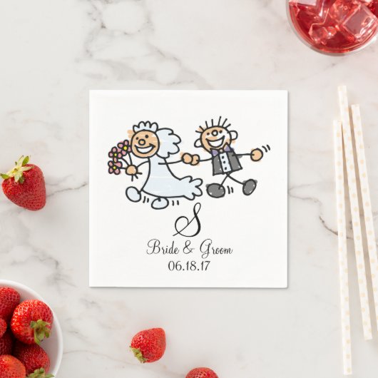 Monogram Naam Datum bruiloft Couple Bride Groom Servet (Insitu)