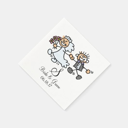 Monogram Naam Datum bruiloft Couple Bride Groom Servet (Hoek)