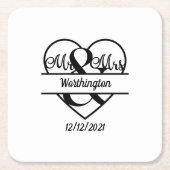 Monogram Naam Datum Harthuwelijk Kartonnen Onderzetters (Voorkant)