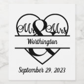 Monogram Naam Datum Harthuwelijk Wijn Etiket (Enkel label)