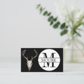 monogram naam Deer Skull Antler Visitekaartje (Staand voorkant)