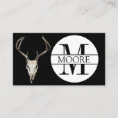 monogram naam Deer Skull Antler Visitekaartje (Voorkant)