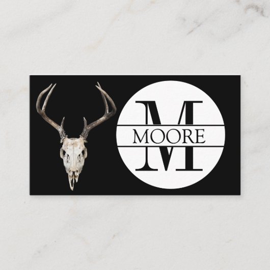 monogram naam Deer Skull Antler Visitekaartje (Voorkant)