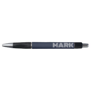 Monogram naam donker marineblauw wit modern strepe pen