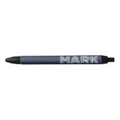 Monogram naam donker marineblauw wit moderne strep zwarte inkt pen (Voorkant)