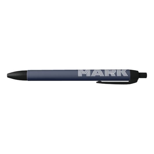 Monogram naam donker marineblauw wit moderne strep zwarte inkt pen (Bodem)