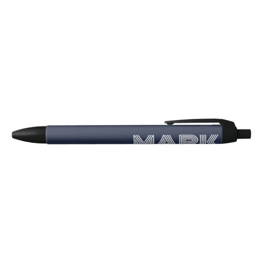 Monogram naam donker marineblauw wit moderne strep zwarte inkt pen (Bovenkant)