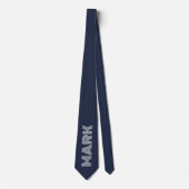 Monogram naam donkerblauw wit strepen modern stropdas (Voorkant)