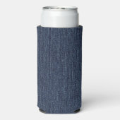 Monogram Naam Donkerblauwe Denim Print Ginghamruit Seltzer Blikjeskoeler (Seltzer Achterkant)