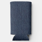 Monogram Naam Donkerblauwe Denim Print Ginghamruit Seltzer Blikjeskoeler (Achterkant)