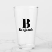 Monogram naam eenvoudig bierglas glas (Voorkant)