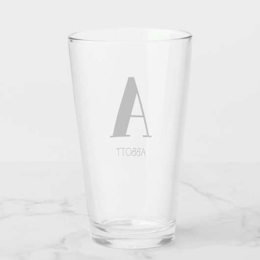 Monogram Naam Eenvoudig Elegant Glas (Achterkant)