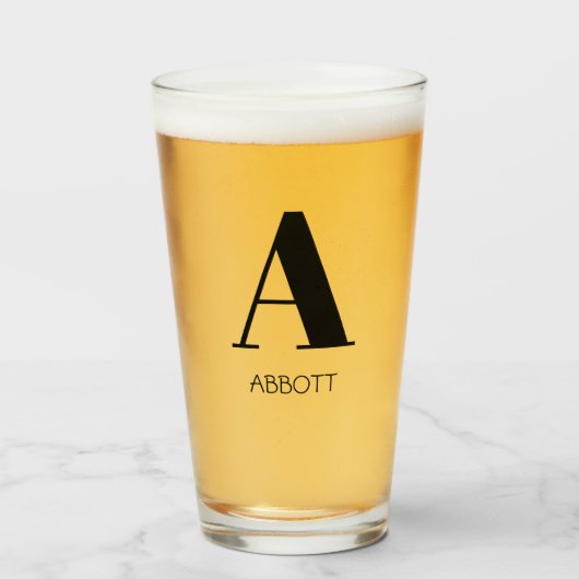 Monogram Naam Eenvoudig Elegant Glas (Voorkant gevuld)