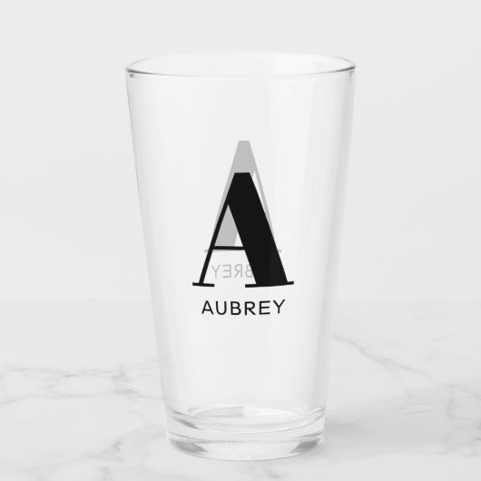 Monogram Naam Eenvoudig Glas (Achterkant)