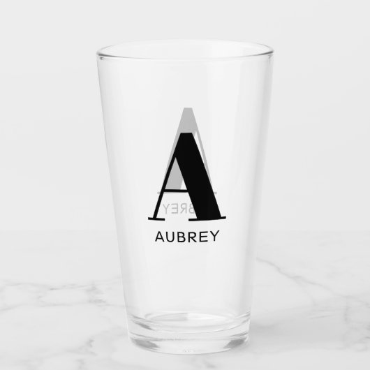 Monogram Naam Eenvoudig Glas (Voorkant)